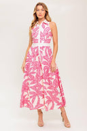 WHISPER IN BLOOM WOVEN MIDI DRESS.