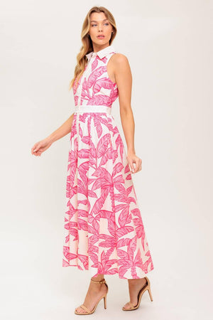 WHISPER IN BLOOM WOVEN MIDI DRESS.