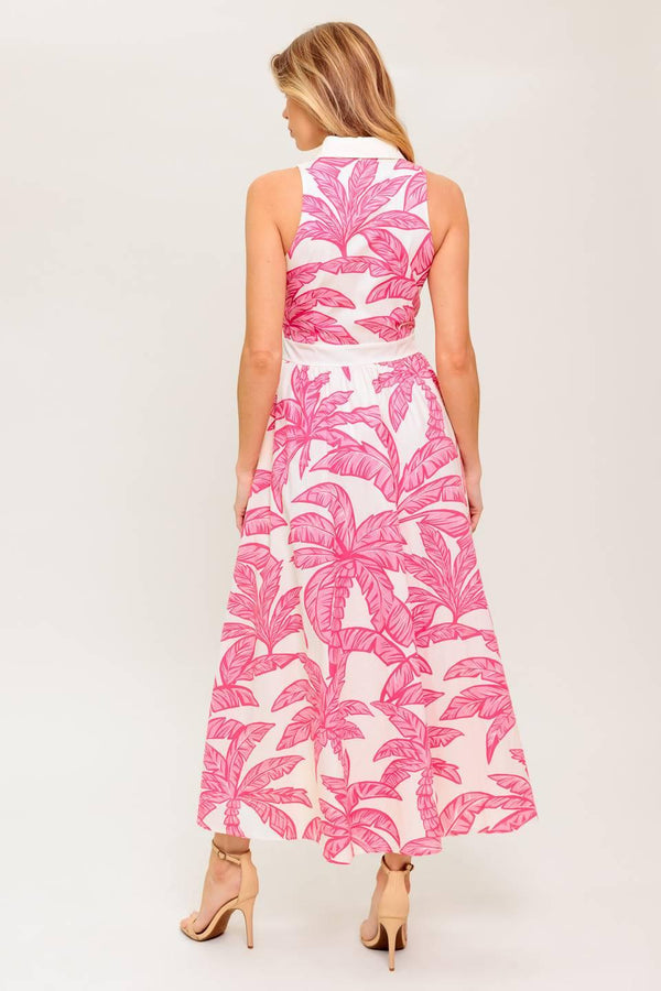 WHISPER IN BLOOM WOVEN MIDI DRESS.