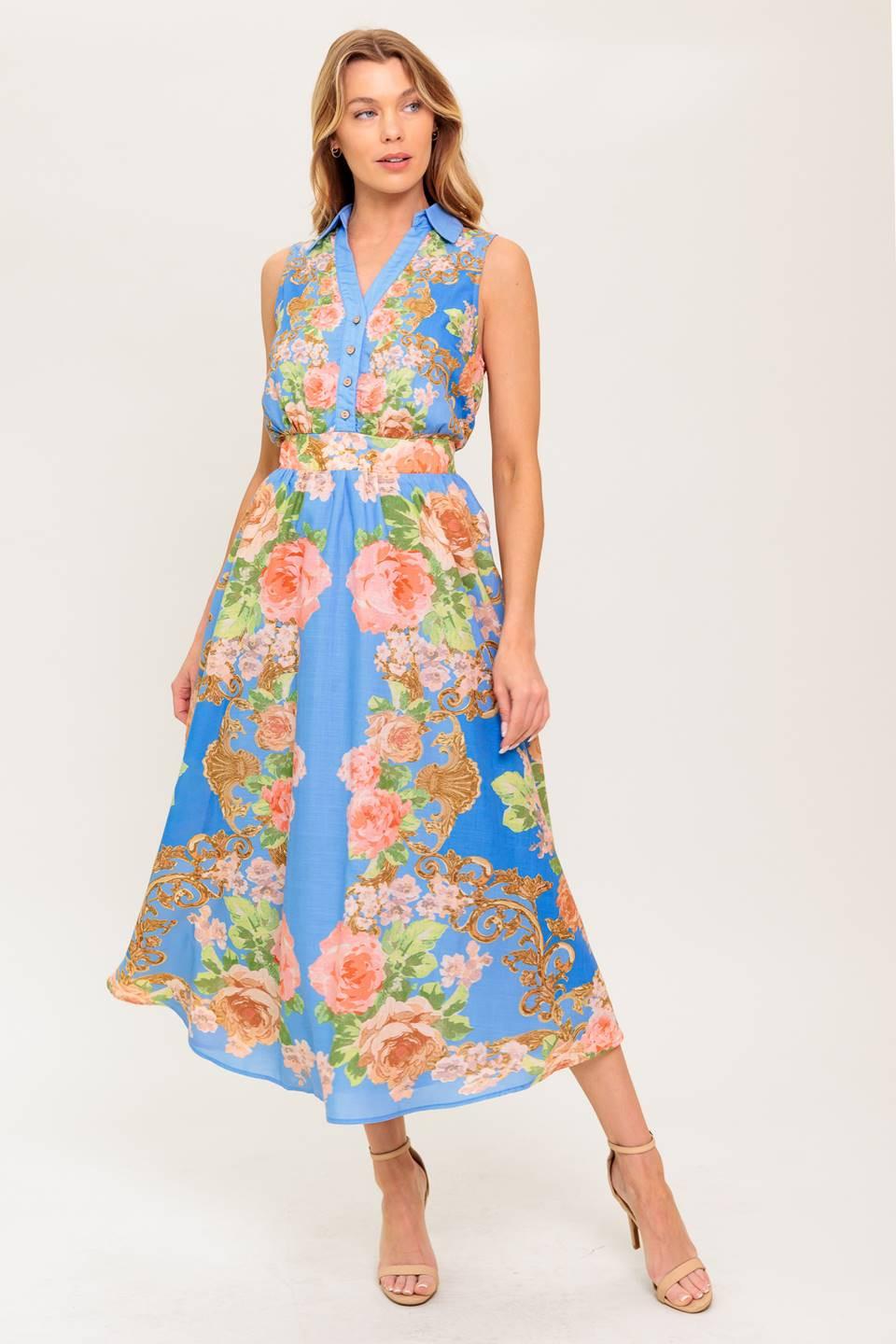 LOST IN A DREAM WOVEN MIDI DRESS.