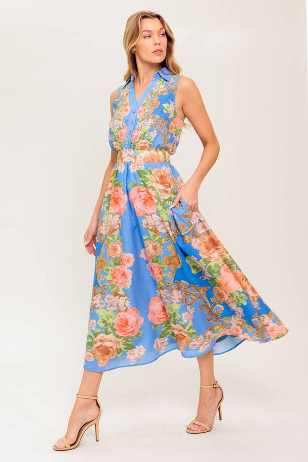 LOST IN A DREAM WOVEN MIDI DRESS.