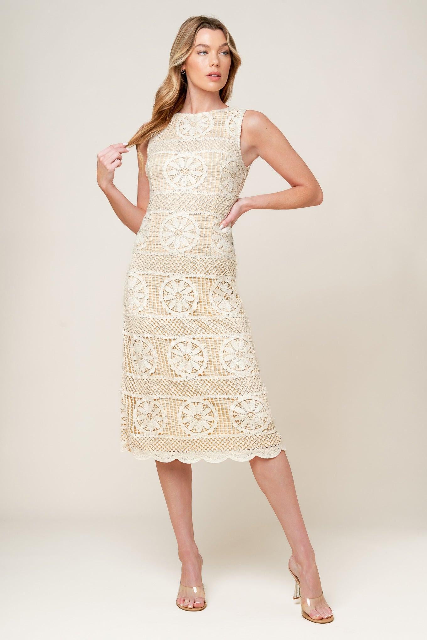 PRETTIEST ENERGY CREAM LACE MIDI DRESS L FLYING TOMATO CREAM / L PRETTIEST ENERGY CREAM LACE MIDI DRESS L FLYING TOMATO CREAM / L