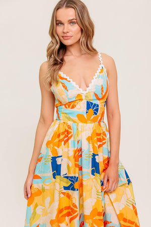 DAWN PETAL KISS WOVEN MIDI DRESS.
