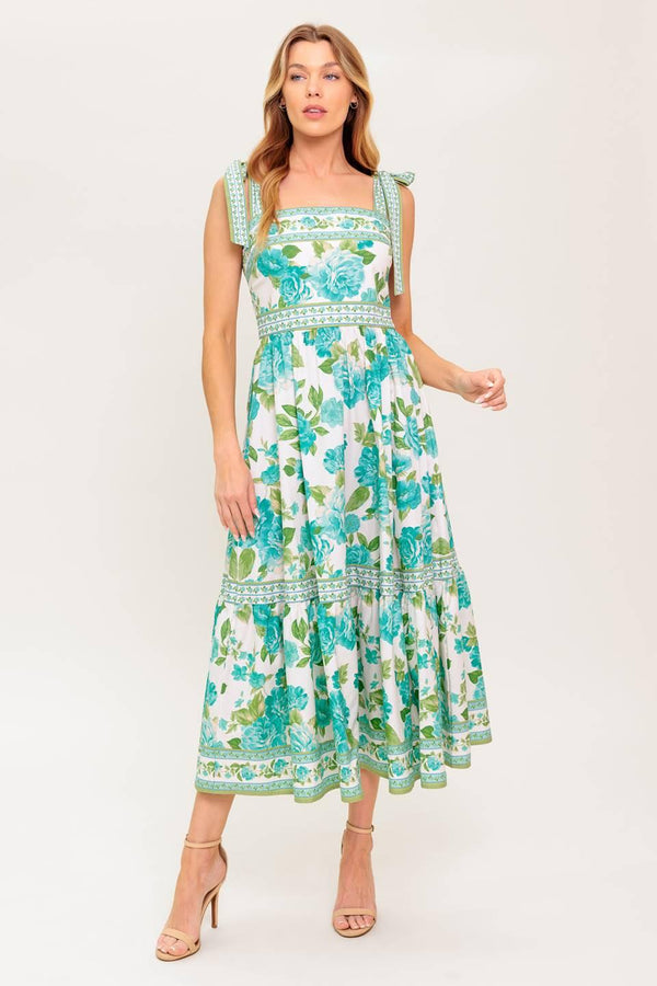 WRITTEN IN THE SKY WOVEN MIDI DRESS.