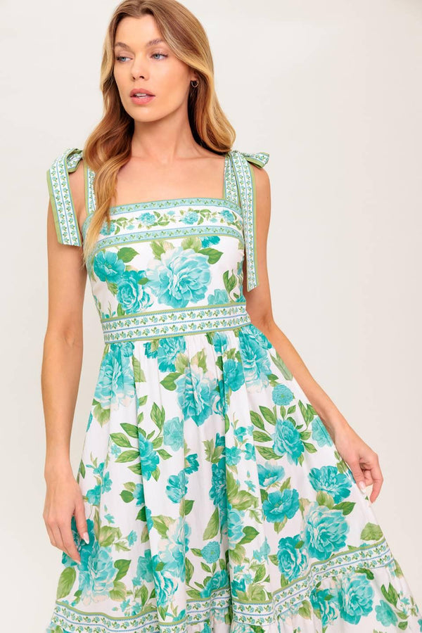 WRITTEN IN THE SKY WOVEN MIDI DRESS.