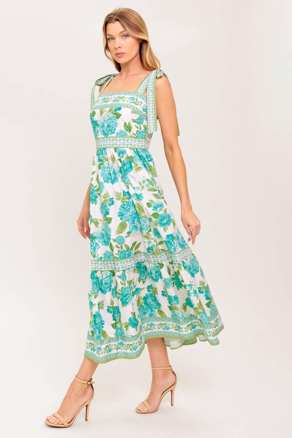WRITTEN IN THE SKY WOVEN MIDI DRESS.