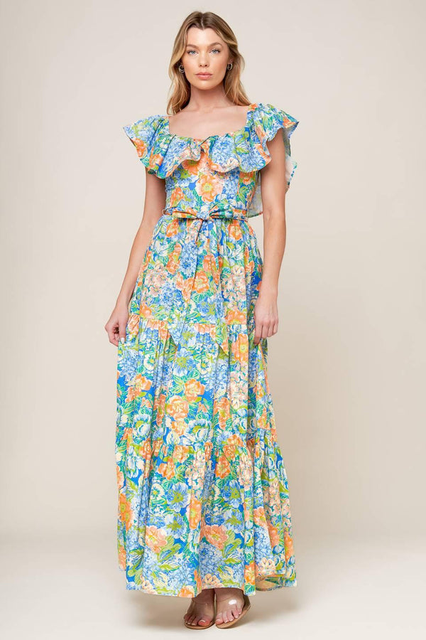 DELIGHTFUL GARDEN PARTY WOVEN MAXI DRESS.