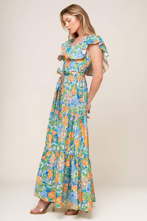 DELIGHTFUL GARDEN PARTY WOVEN MAXI DRESS.