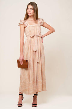 FROLIC THROUGH FIELDS WOVEN MIDI DRESS.