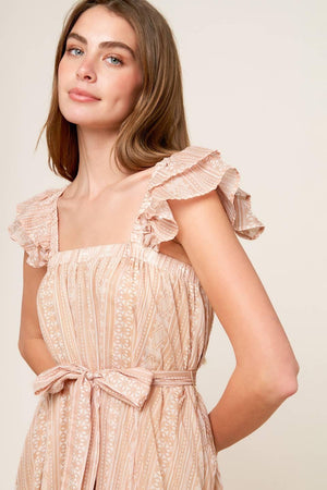 FROLIC THROUGH FIELDS WOVEN MIDI DRESS.