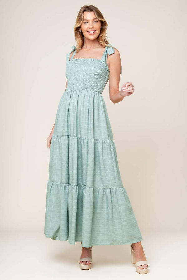 HORIZONS AHEAD WOVEN MAXI DRESS.