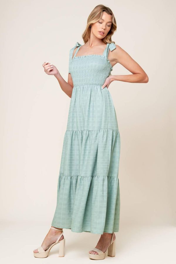 HORIZONS AHEAD WOVEN MAXI DRESS.