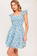 FAIRFAX GERANIUM WOVEN MINI DRESS.