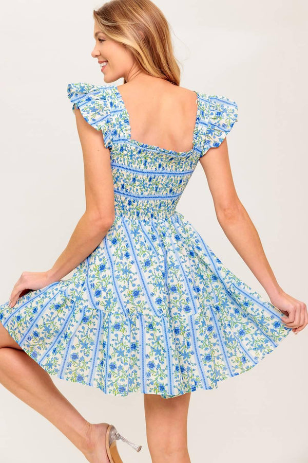 FAIRFAX GERANIUM WOVEN MINI DRESS.