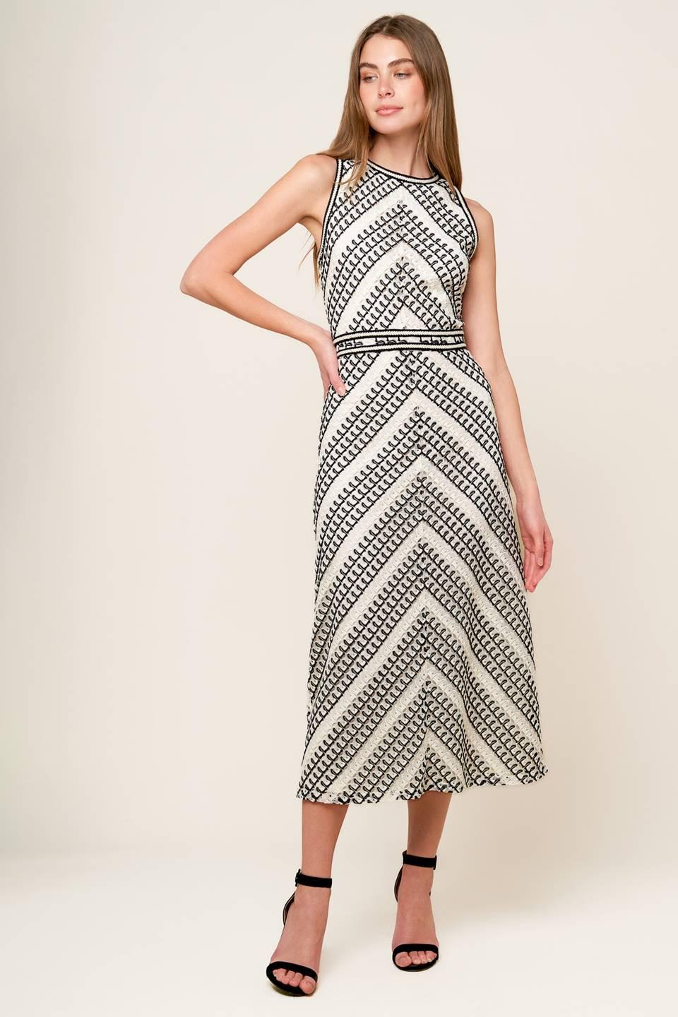TERRIFIC TIMING CROCHET MIDI DRESS l FLYING TOMATO IVORY Black / S TERRIFIC TIMING CROCHET MIDI DRESS l FLYING TOMATO IVORY Black / S