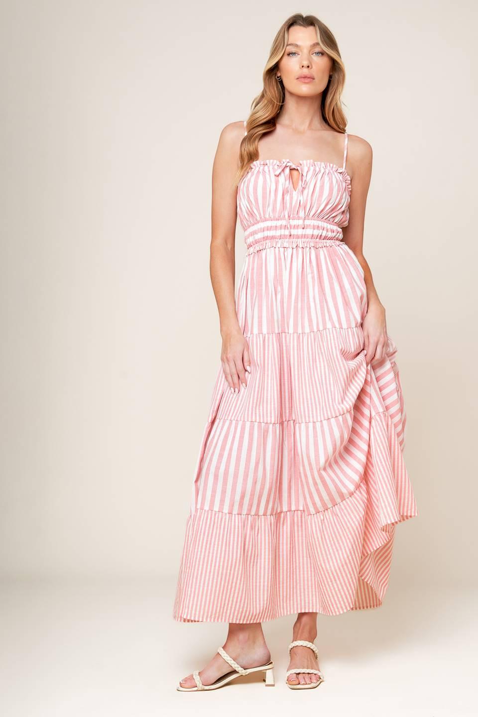 GIA PEONY PINK WOVEN MAXI DRESS.