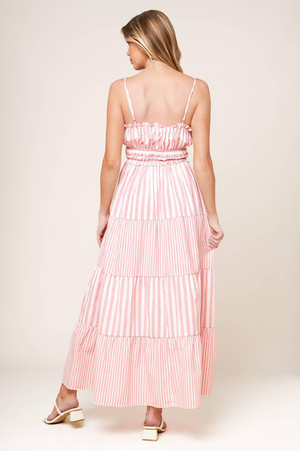 GIA PEONY PINK WOVEN MAXI DRESS.