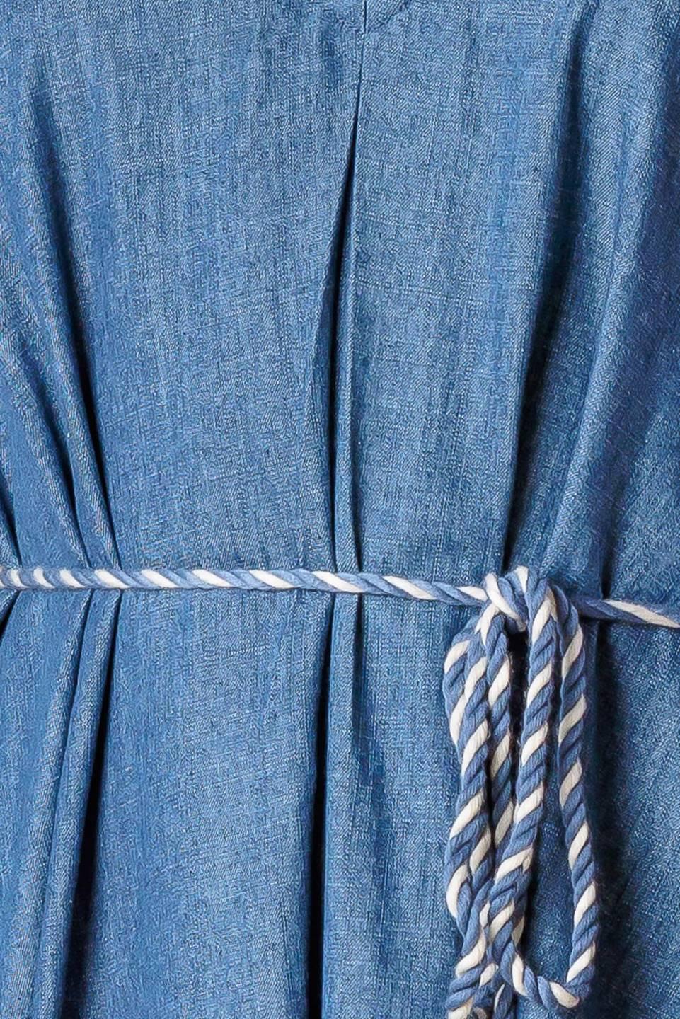 denim dress with rope straps French Connection Vintage Style Mini Denim Wrap Dress Rope Straps Blue sz 6 NWT