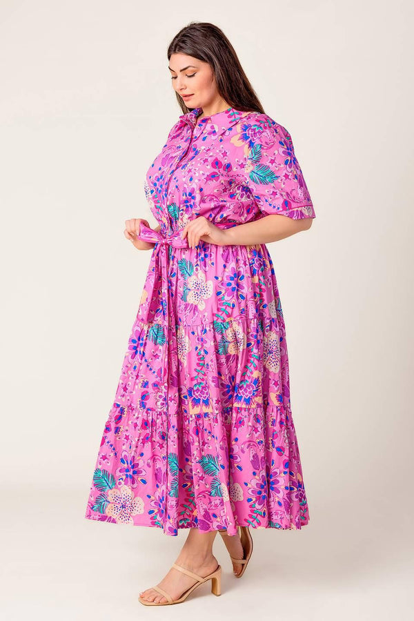 CELESTIAL SKIES WOVEN MIDI DRESS.