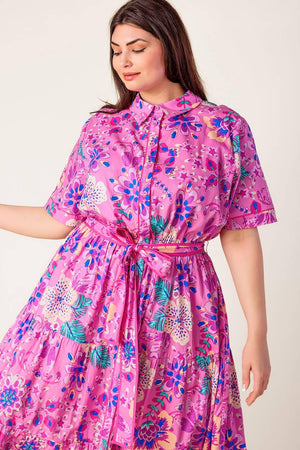 CELESTIAL SKIES WOVEN MIDI DRESS.