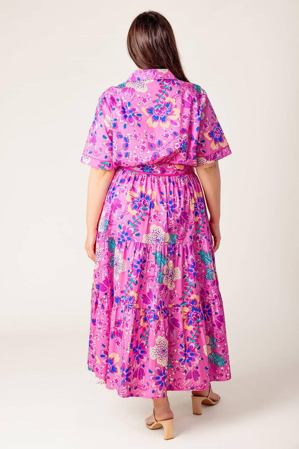 CELESTIAL SKIES WOVEN MIDI DRESS.