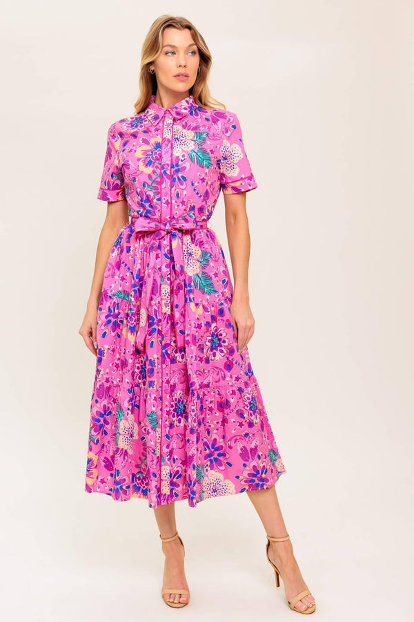 CELESTIAL SKIES WOVEN MIDI DRESS.