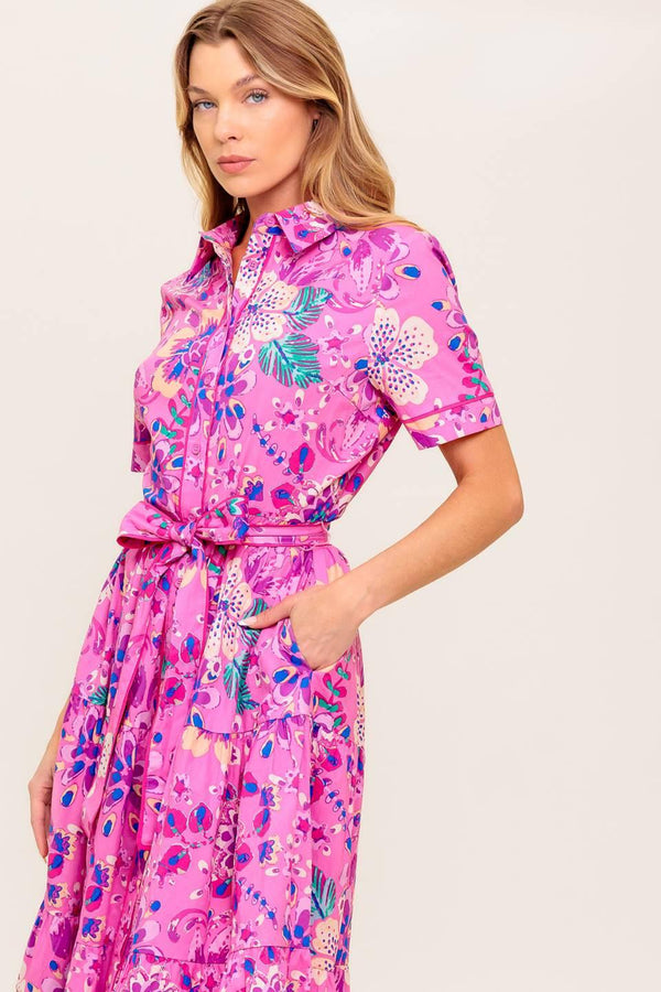 CELESTIAL SKIES WOVEN MIDI DRESS.