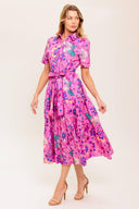 CELESTIAL SKIES WOVEN MIDI DRESS.
