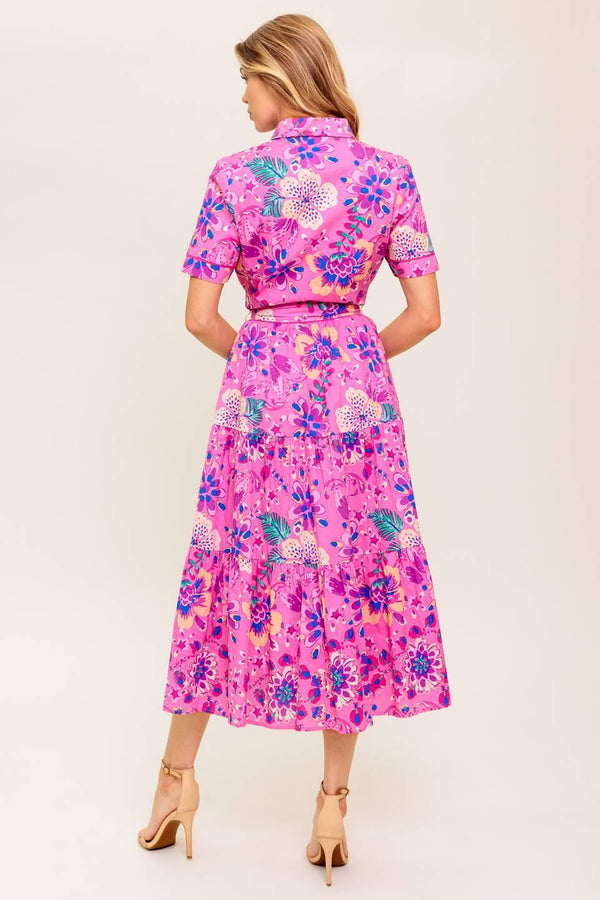 CELESTIAL SKIES WOVEN MIDI DRESS.