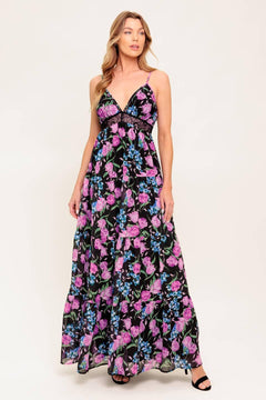 PURE SUNSHINE BLACK WOVEN MAXI DRESS.