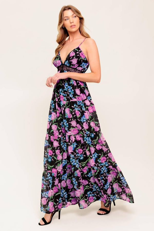 PURE SUNSHINE BLACK WOVEN MAXI DRESS.