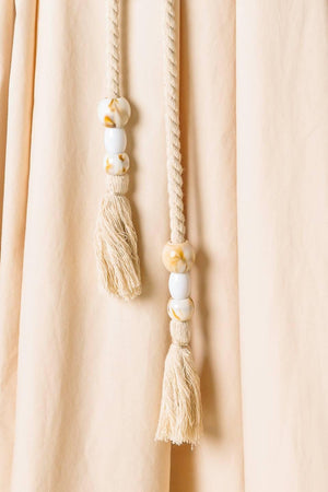 CHAMPAGNE TOAST TAUPE WOVEN MIDI DRESS.