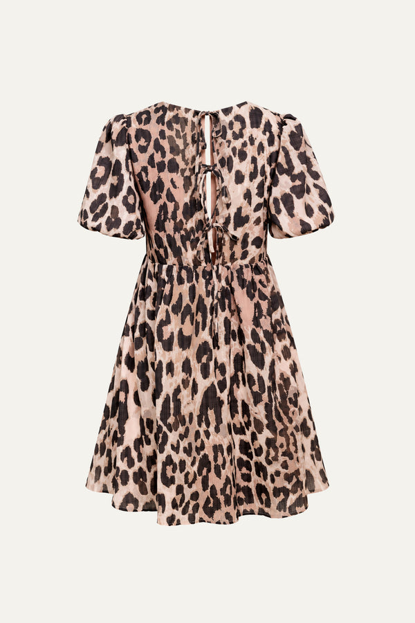 FOREVER YOURS LEOPARD WOVEN MINI DRESS