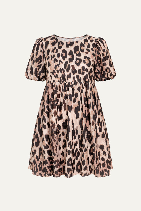 FOREVER YOURS LEOPARD WOVEN MINI DRESS