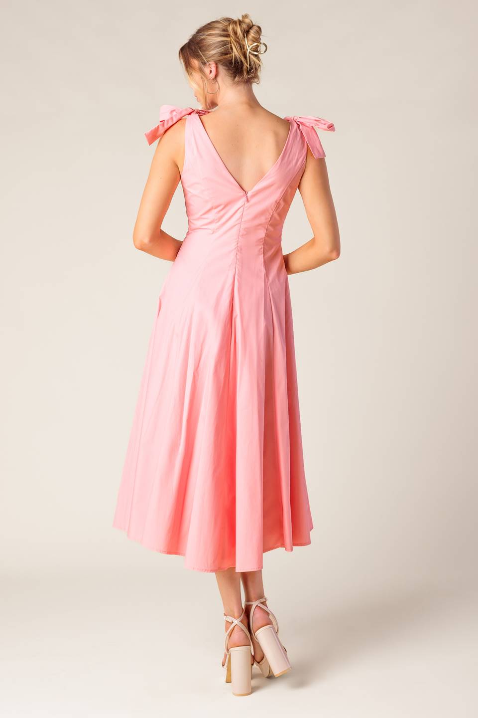 ON THE RIGHT TRACK PEACH WOVEN MIDI DRESS