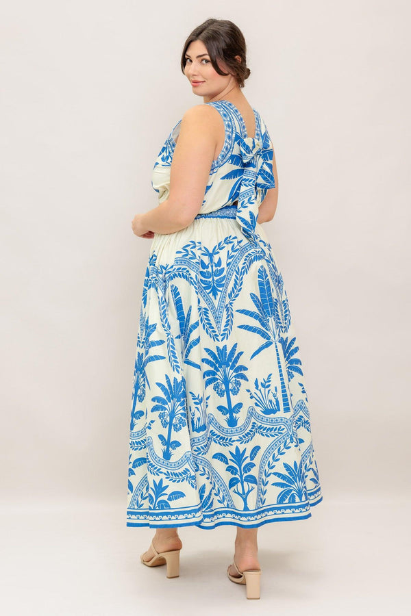 OCEAN PETALS WOVEN MIDI DRESS.