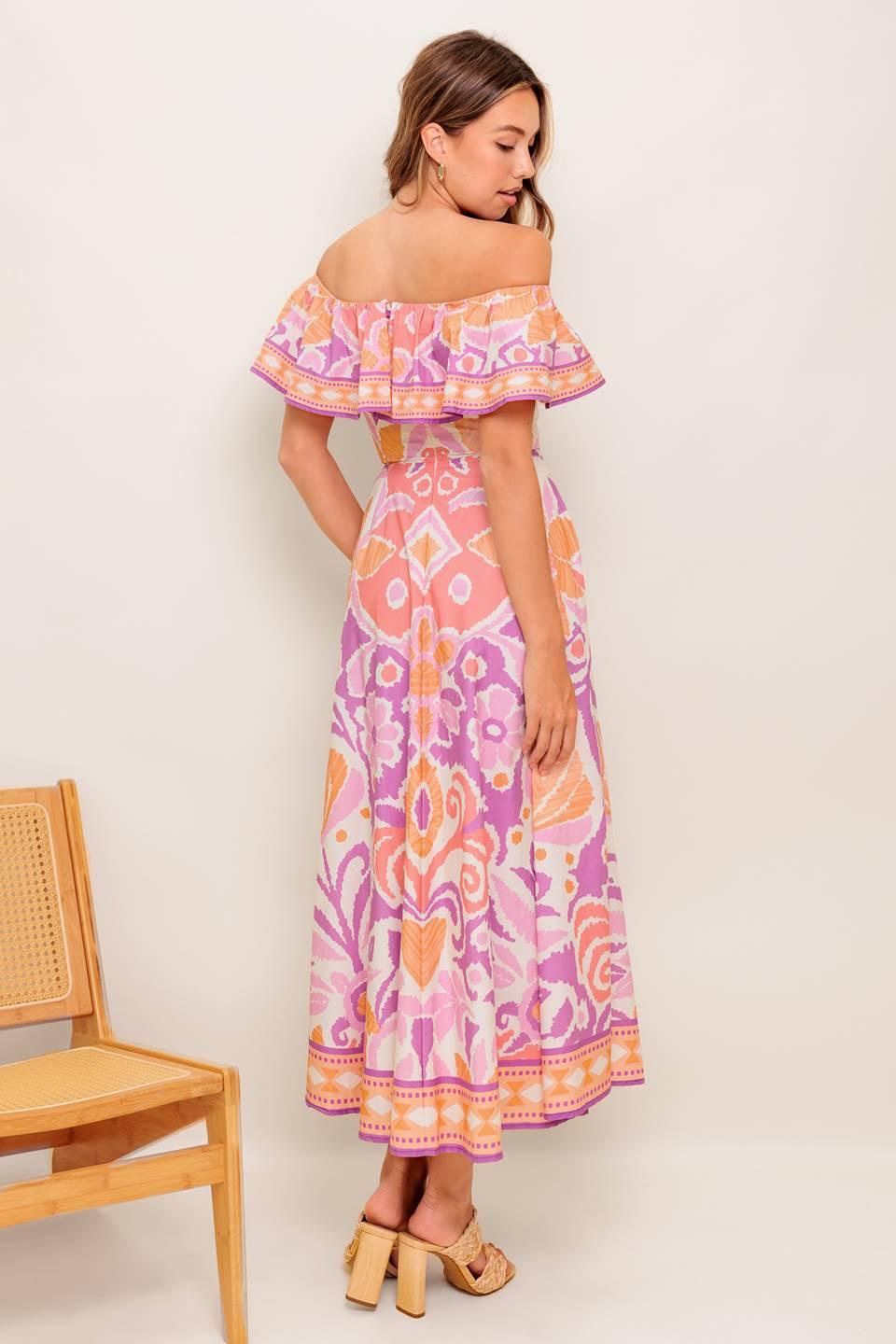 CABANA DREAM LAVENDER WOVEN MIDI DRESS.