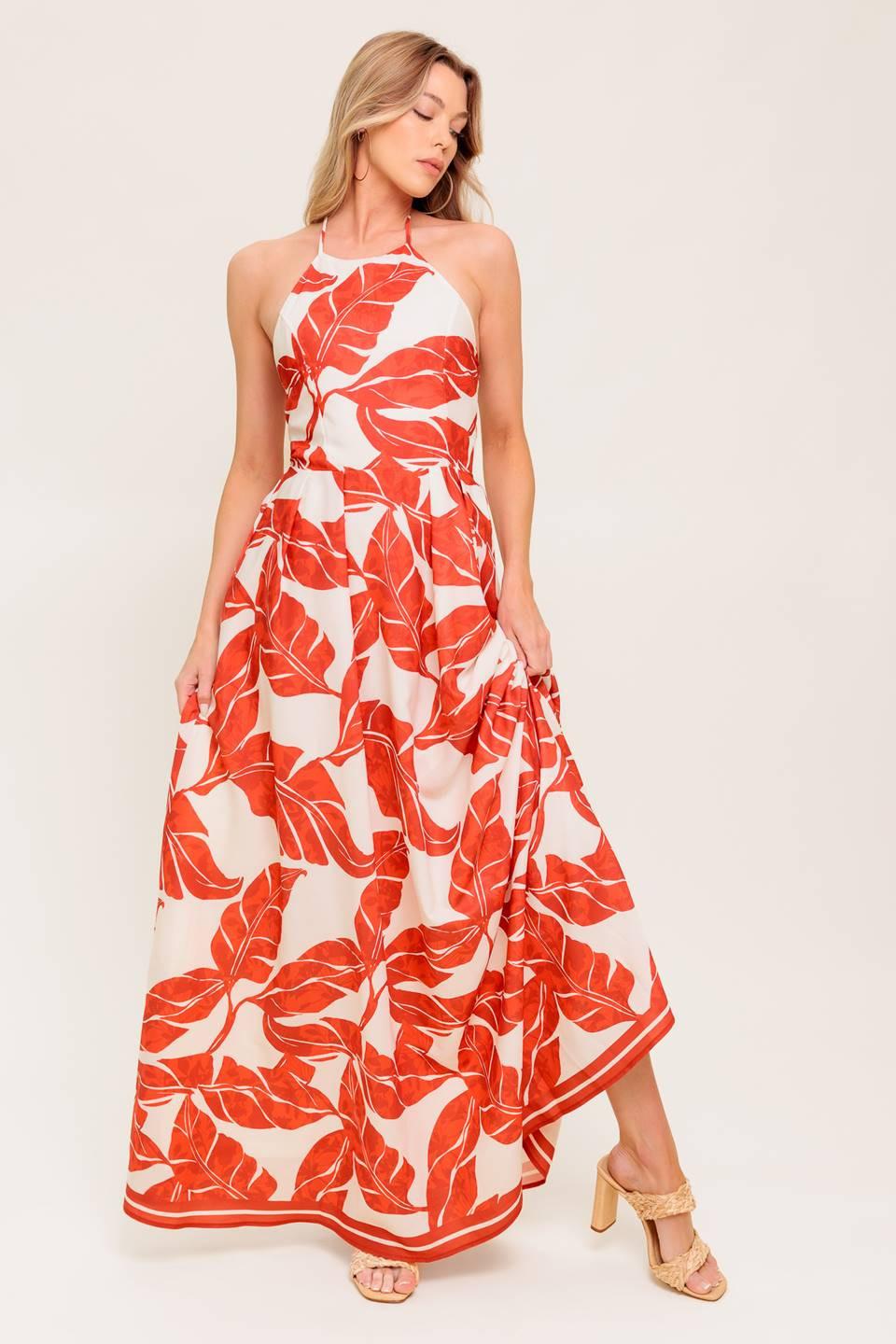 FIRST GLANCE RED WOVEN MIDI DRESS L FLYING TOMATO IVORY/RED / L FIRST GLANCE RED WOVEN MIDI DRESS L FLYING TOMATO IVORY/RED / L