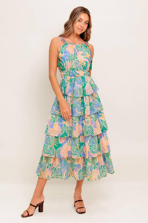 CABANA DREAMS WOVEN MIDI DRESS.
