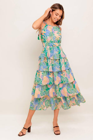 CABANA DREAMS WOVEN MIDI DRESS.