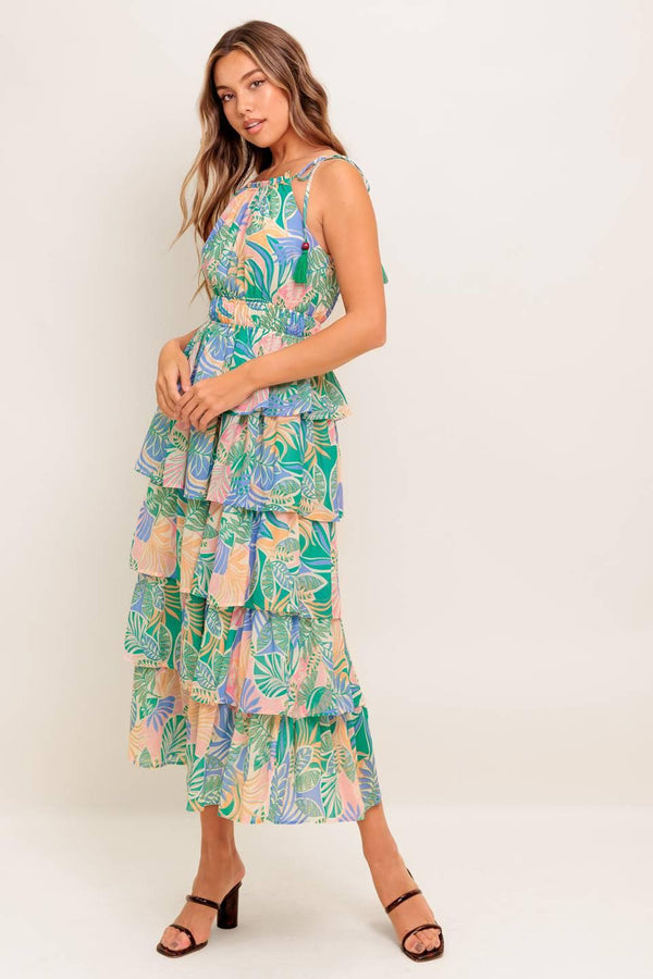 CABANA DREAMS WOVEN MIDI DRESS.