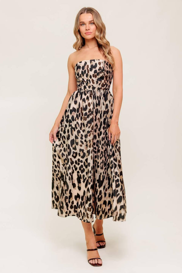 FLUTTER GLOW BALLET WOVEN MIDI DRESS.