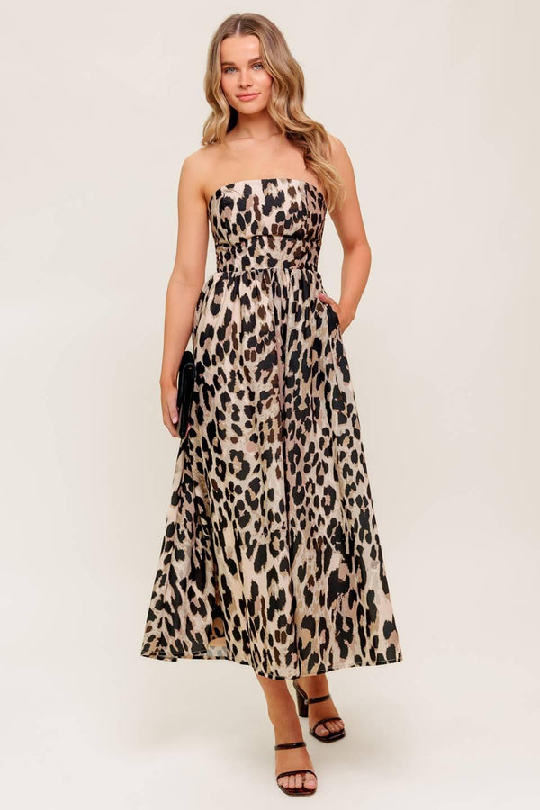 FLUTTER GLOW BALLET WOVEN MIDI DRESS.