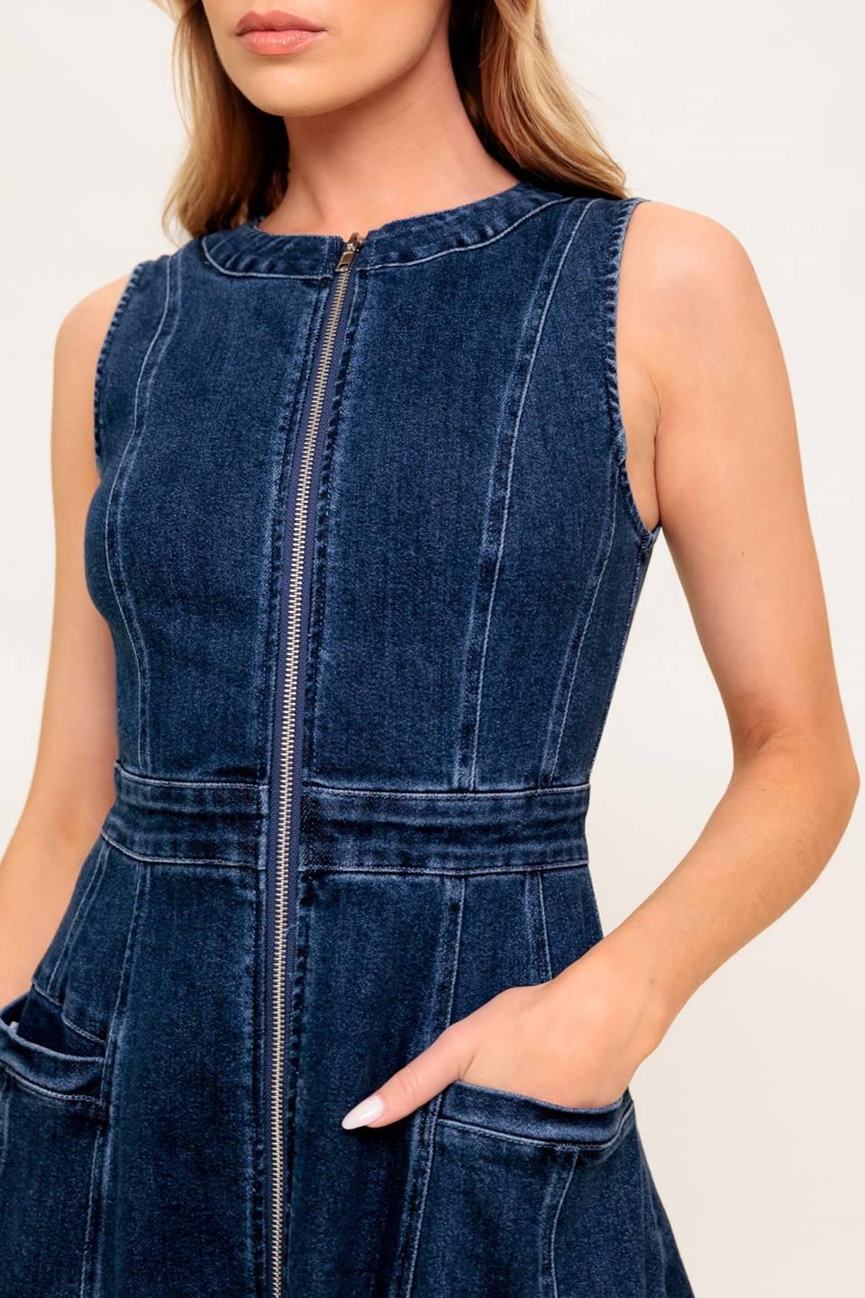 RAW BEAUTY DENIM MIDI DRESS.