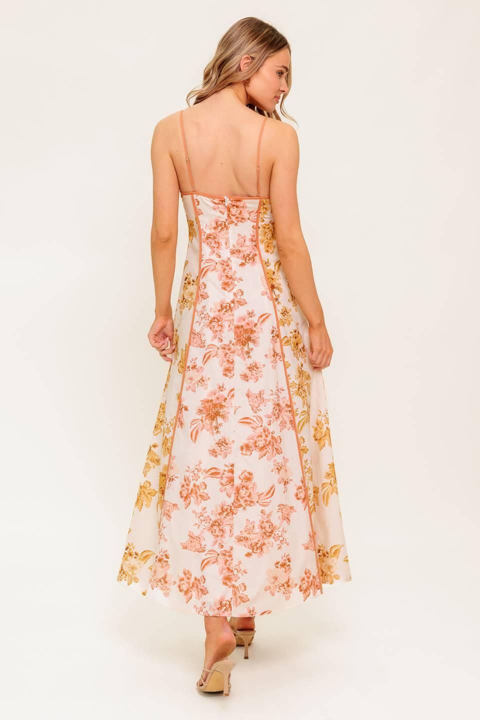 SANDSTONE PETAL WOVEN MIDI DRESS.