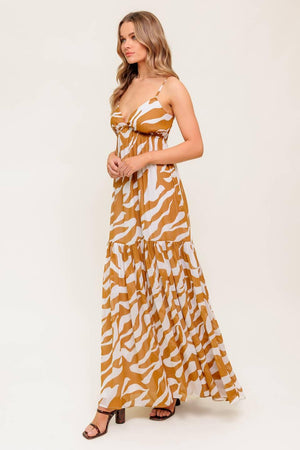 DEW KISS ALMOND WOVEN MAXI DRESS.