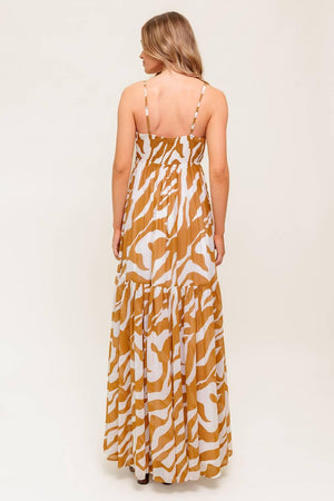 DEW KISS ALMOND WOVEN MAXI DRESS.