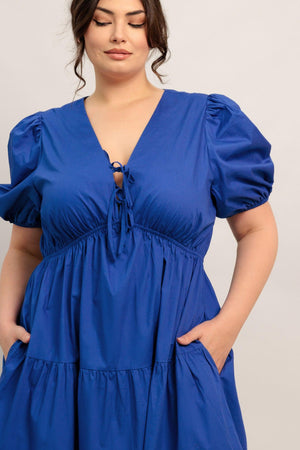 SUMMER GLOW ROYAL BLUE WOVEN MAXI DRESS.