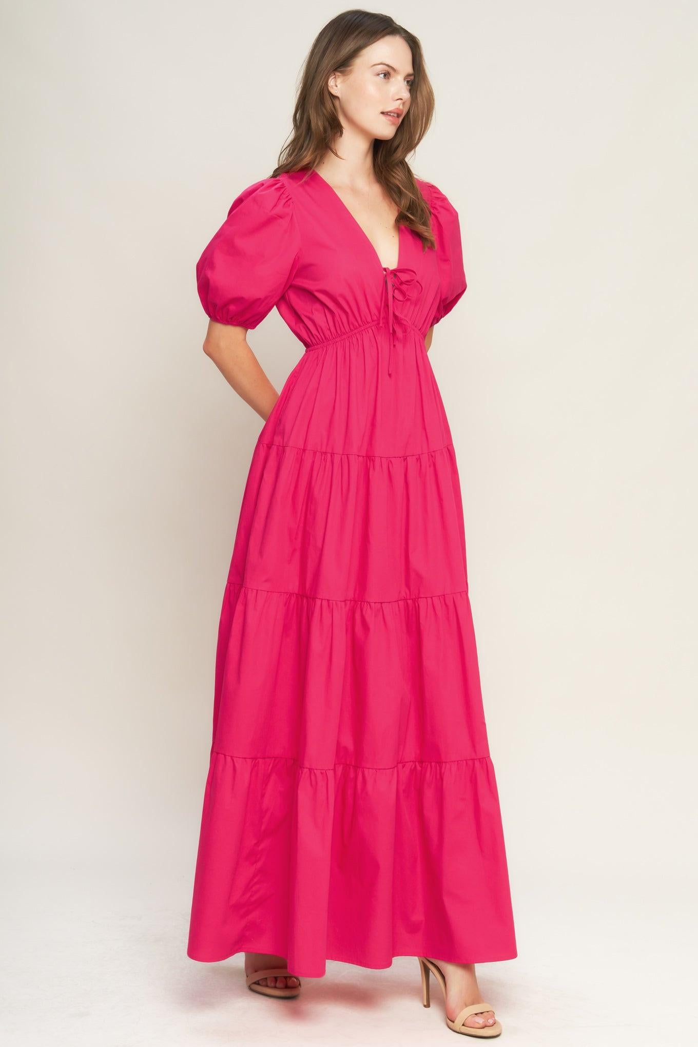 SUMMER GLOW FUCHSIA WOVEN MAXI DRESS SUMMER GLOW FUCHSIA WOVEN MAXI DRESS