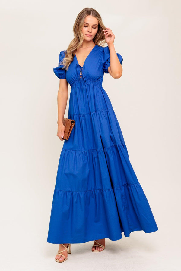 SUMMER GLOW ROYAL BLUE WOVEN MAXI DRESS.